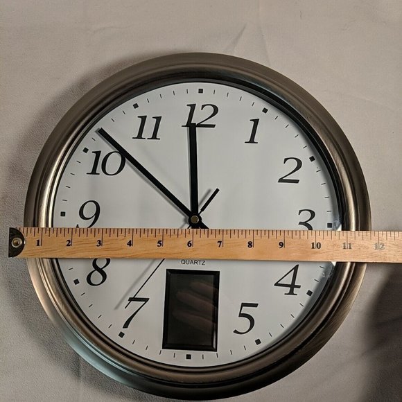 Nexxtech Quartz Analog Clock Digital Date Day Auto Wind Wall Decor Silver 12" - Picture 10 of 13